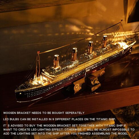 MU 3D Metal Puzzle for Adult Titanic Ship Model Building with LED Lighting, RMS Titanic Ocean Liner Metal Puzzle Model Kits Toys, Watercraft Home Desk Decor, 581pcs in Saudi Arabia