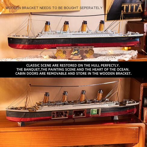 MU 3D Metal Puzzle for Adult Titanic Ship Model Building with LED Lighting, RMS Titanic Ocean Liner Metal Puzzle Model Kits Toys, Watercraft Home Desk Decor, 581pcs in Saudi Arabia