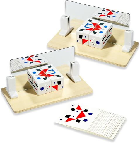 2 Pcs Wooden Mirror Cube Puzzle Game, Pattern Matching Puzzle for Spatial Thinking & Visual Imagination, Educational Board Game Toy for Kids and Adults in Saudi Arabia