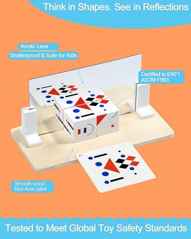 2 Pcs Wooden Mirror Cube Puzzle Game, Pattern Matching Puzzle for Spatial Thinking & Visual Imagination, Educational Board Game Toy for Kids and Adults in Saudi Arabia