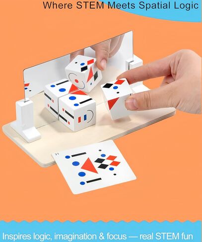 2 Pcs Wooden Mirror Cube Puzzle Game, Pattern Matching Puzzle for Spatial Thinking & Visual Imagination, Educational Board Game Toy for Kids and Adults in Saudi Arabia