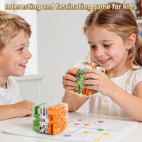 JUKUDAHU 3D Cube Puzzle Toys for Kids 3-5 5-8 8-12 with Ball, Educational Brain Teaser Color Matched Game, Family Board Game Fidget Toys Birthday Gift for Boys Girls 3 4 5 6 7 8 9 10+ Years Old Teens in Kuwait