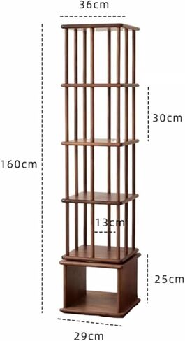 Bookshelf Black Walnut Bookshelf, Floor Shelf, Modern Simple Rotating, 360 Degree Bookcase for Living Room Home Office in Saudi Arabia