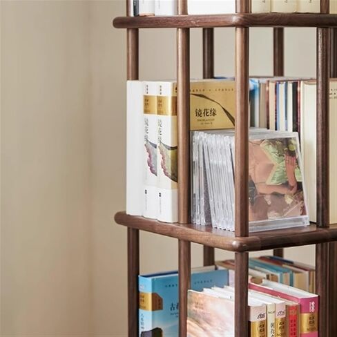 Bookshelf Black Walnut Bookshelf, Floor Shelf, Modern Simple Rotating, 360 Degree Bookcase for Living Room Home Office in Saudi Arabia