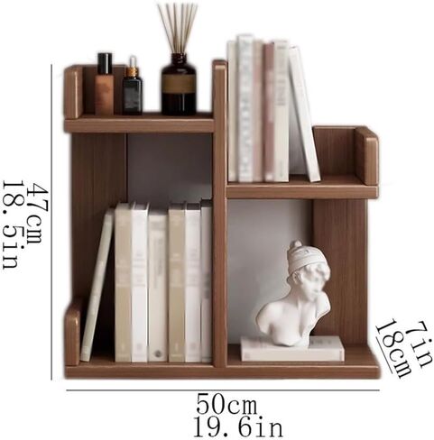Bookshelf Wooden Desktop Organiser Shelf, Stackable 2 Tier Storage Rack, for Home Dining Table Kitchen or Study Freestanding Display for Living Room Home Office in Saudi Arabia