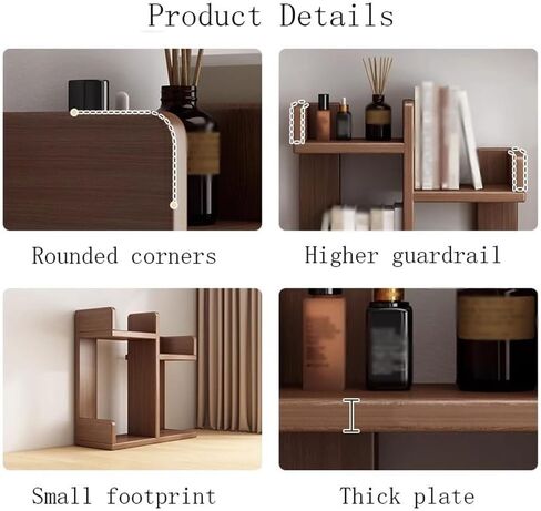 Bookshelf Wooden Desktop Organiser Shelf, Stackable 2 Tier Storage Rack, for Home Dining Table Kitchen or Study Freestanding Display for Living Room Home Office in Saudi Arabia