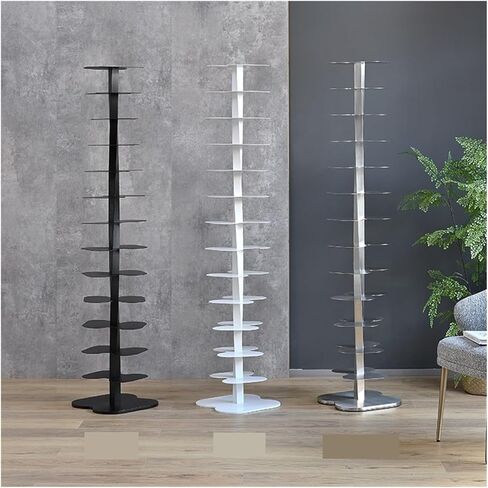 Bookshelf Rotating Bookshelf, Floor 360 Degree Bookcase, Spiral Storage Rack, Metal for Living Room Home Office(Silver) in Saudi Arabia