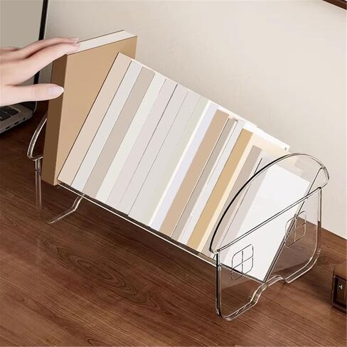 Bookshelf Small Home Tabletop Open Bookshelf Transparent Acrylic Inclined Organizer Shelf for Living Room Home Office in Saudi Arabia