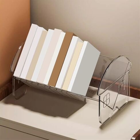 Bookshelf Small Home Tabletop Open Bookshelf Transparent Acrylic Inclined Organizer Shelf for Living Room Home Office in Saudi Arabia