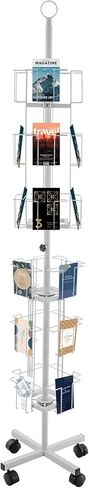 Greeting Card Display Stand, 6-Tier 24-Pocket Rotating Card Holder Display Retail, Floor Rolling Postcard Rack, Metal White Greeting Card Organizer for Stickers Brochures Postcards Gift Cards CDs Etc in Saudi Arabia