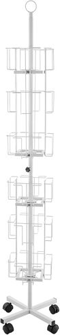Greeting Card Display Stand, 6-Tier 24-Pocket Rotating Card Holder Display Retail, Floor Rolling Postcard Rack, Metal White Greeting Card Organizer for Stickers Brochures Postcards Gift Cards CDs Etc in Saudi Arabia