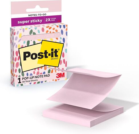 ملاحظات منبثقة فائقة الالتصاق من Post-it، 3 بوصات × 3 بوصات (76 مم × 76 مم)، ملح وردي، وسادة واحدة تحتوي على 90 ورقة في موزع منبثق محمول للتذكيرات والتقويمات وقوائم المهام في المنزل والمدرسة والمكتب in Kuwait