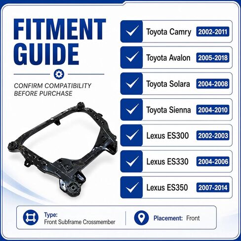 FZJDSD Front Subframe Crossmember Compatible with Toyota Camry 2002-2011 Avalon 2005-2018 Solara 2004-2008 Sienna 2004-2010 Compatible with Lexus ES300 2002-2003 ES330 2004-2006 ES350 2007-2014 in Kuwait