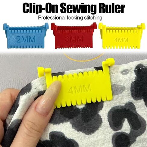 3pcs Clip-On Sewing Ruler,Sewing Clips for Fabric, Hand Edge Stitch Lock and Sewing Gauge for Even Stitches, Quilting Templates with 2mm, 3mm, 4mm Spacing in Saudi Arabia