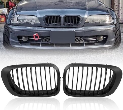 Matte Black Front Sport Kidney Grille Grill Compatible with 1999-2002 BMW E46 2-Door Coupe Cabriolet Pre-facelift (2pcs) in Saudi Arabia
