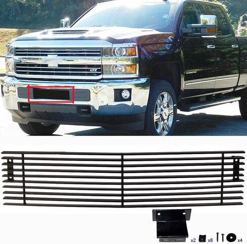 Aluminum Lower Bumper Grill Insert Compatible with 2015-2019 Chevy Silverado 2500HD 3500HD (2016-2019) Black Grille in Saudi Arabia