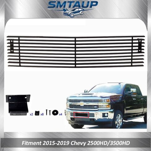 Aluminum Lower Bumper Grill Insert Compatible with 2015-2019 Chevy Silverado 2500HD 3500HD (2016-2019) Black Grille in Saudi Arabia