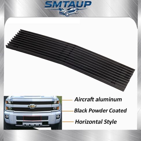 Aluminum Lower Bumper Grill Insert Compatible with 2015-2019 Chevy Silverado 2500HD 3500HD (2016-2019) Black Grille in Saudi Arabia