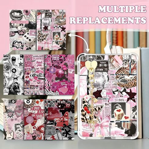 8Pcs Inserts for E-Reader Clear Case and 3Pcs Type-C Dust Plug Charms Set for Kindle, Retro Y2K Leopard Print Cardstock Insert Compatible with Kindle Paper White 11th/12th, 6.8"x4.8" in Saudi Arabia
