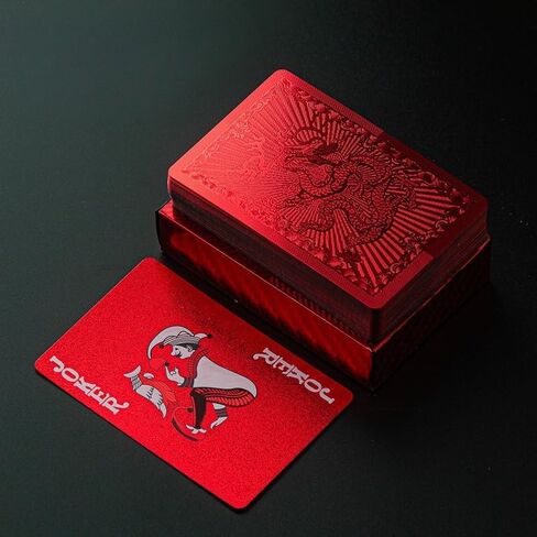 أوراق اللعب من سلسلة Golden Foil Red - مجموعة قياسية مكونة من 54 بطاقة، ورق أساسي أبيض مع طلاء غير لامع، متين للعب البوكر، والعروض السحرية، والمقالب in Kuwait