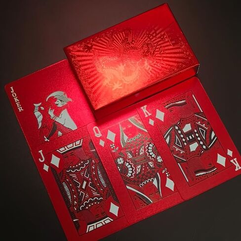 أوراق اللعب من سلسلة Golden Foil Red - مجموعة قياسية مكونة من 54 بطاقة، ورق أساسي أبيض مع طلاء غير لامع، متين للعب البوكر، والعروض السحرية، والمقالب in Kuwait