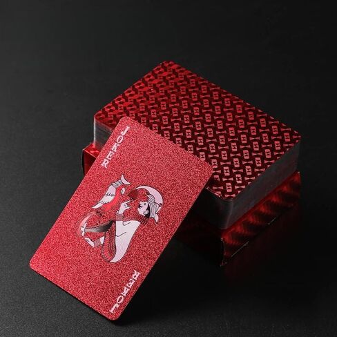 أوراق اللعب من سلسلة Golden Foil Red - مجموعة قياسية مكونة من 54 بطاقة، ورق أساسي أبيض مع طلاء غير لامع، متين للعب البوكر، والعروض السحرية، والمقالب in Kuwait