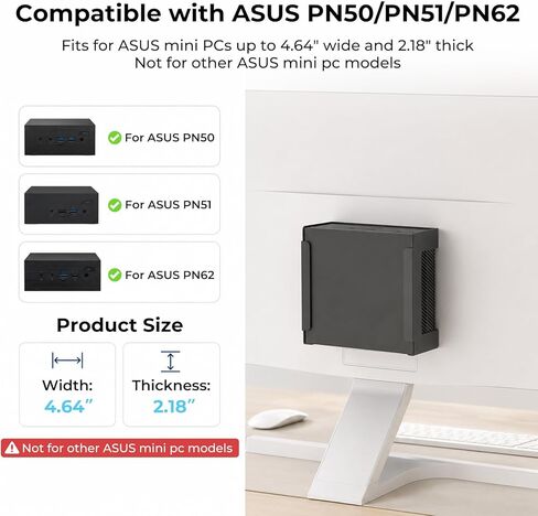 Metal Mount for ASUS Mini PC Behind the Monitor Wall and Under Desk Mount for ASUS PN50 PN51 PN62 Mini PC Mounting Bracket for ASUS with Cable Ties Black in Saudi Arabia