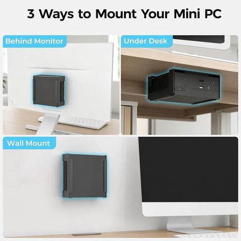 Metal Mount for ASUS Mini PC Behind the Monitor Wall and Under Desk Mount for ASUS PN50 PN51 PN62 Mini PC Mounting Bracket for ASUS with Cable Ties Black in Saudi Arabia
