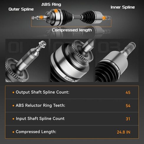 Front Left CV Axle Shaft Assembly Compatible with Ford F-150 2009-2014, Expedition 2015, Expedition 2007-2014, Lincoln Navigator 2007-2014, V6 3.5L 3.7L, V8 4.6L 5.0L 5.4L 6.2L, Driver Side 66-2191HD in Kuwait