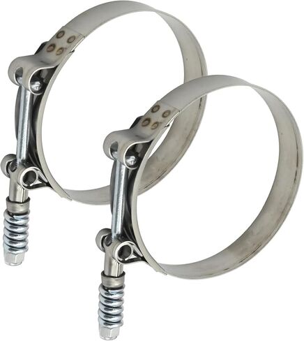 2 Pcs T-Bolt Hose Clamps, 3.5 Inch to 3.8 Inch Adjustable Hose Clamps, Fuel Line Clamp, 304 Stainless Steel Hose Clamps with Springs for Industrial Automotive in Kuwait