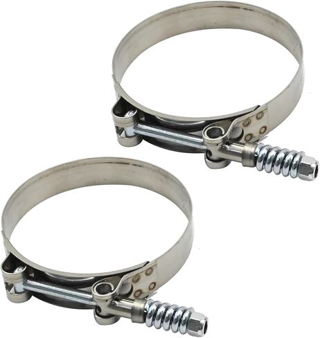 2 Pcs T-Bolt Hose Clamps, 3.5 Inch to 3.8 Inch Adjustable Hose Clamps, Fuel Line Clamp, 304 Stainless Steel Hose Clamps with Springs for Industrial Automotive in Kuwait