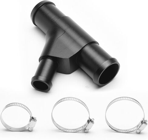 Radiator Coolant Y-Pipe Fit for Ford F250 F350 F450 F550 E350 E450 Excursion 6.0L Diesel - Black Weldless Aluminum Coolant Hose Connector Replacement 2003-2010 in Saudi Arabia