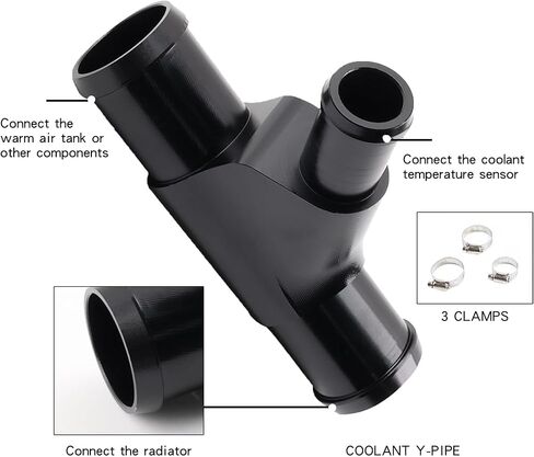 Radiator Coolant Y-Pipe Fit for Ford F250 F350 F450 F550 E350 E450 Excursion 6.0L Diesel - Black Weldless Aluminum Coolant Hose Connector Replacement 2003-2010 in Saudi Arabia