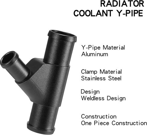 Radiator Coolant Y-Pipe Fit for Ford F250 F350 F450 F550 E350 E450 Excursion 6.0L Diesel - Black Weldless Aluminum Coolant Hose Connector Replacement 2003-2010 in Saudi Arabia