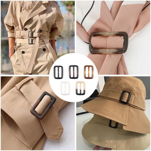 5Pcs 2-Inch Resin Rectangle Buckle Set, Waist Clips for Silk Scarves, Neckerchiefs, Clothing (Random Colors) in Saudi Arabia