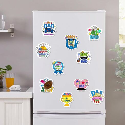Father's Day Coloring Arts Crafts Kits - 30Pcs Color Your Own Happy Father's Day Magnets for Kids DIY Beard Trophy Coloring Magnets for Holiday Party Fridge Refrigerator School Activities Decorations in Kuwait