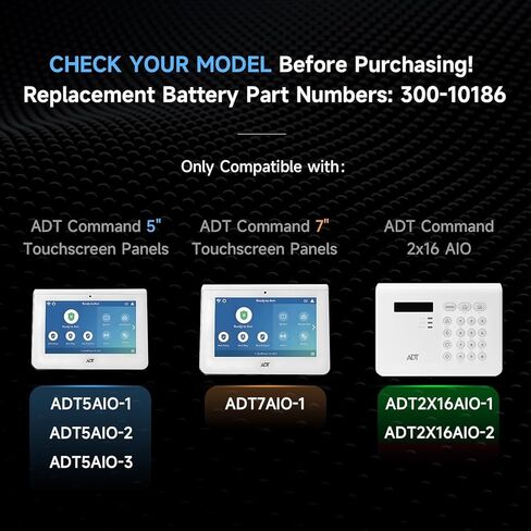 بطارية بديلة مطورة 300-10186 للوحة الذكية ADT Command ADT5AIO-1/2/3، ADT7AIO-1 ولوحة مفاتيح نظام أمان المنزل هانيويل ADT2X16AIO-1/2، 7800 مللي أمبير 3.6 فولت/4.2 فولت in Kuwait