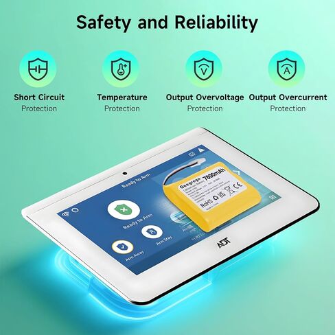 بطارية بديلة مطورة 300-10186 للوحة الذكية ADT Command ADT5AIO-1/2/3، ADT7AIO-1 ولوحة مفاتيح نظام أمان المنزل هانيويل ADT2X16AIO-1/2، 7800 مللي أمبير 3.6 فولت/4.2 فولت in Kuwait