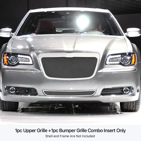 APS متوافق مع Chrysler 300 300C 2011-2014 المصد العلوي السفلي الرئيسي من الفولاذ المقاوم للصدأ شبكة الكروم شبكة أمامية شواء إدراج كومبو S18-R50117R in Kuwait