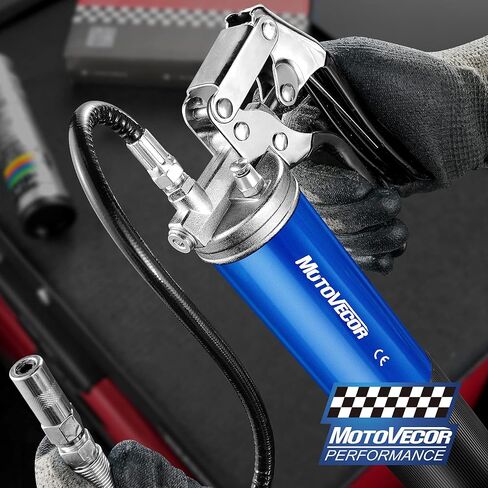 Bravex Grease Gun Heavy Duty 6000 PSI مع قارنة التوصيل سريعة التحرير بقبضة مسدس الشحوم مع سعة 14 أونصة - خرطوم مرن طويل 27 بوصة in Kuwait