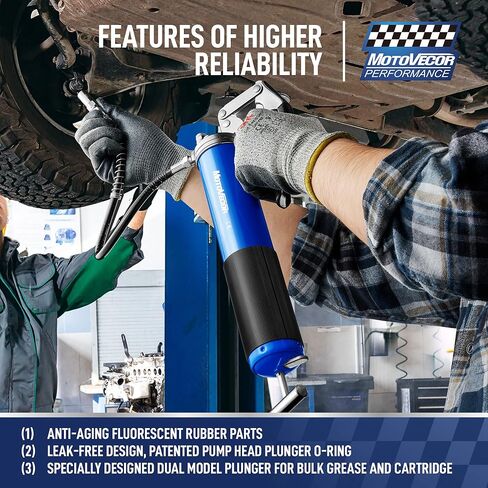 Bravex Grease Gun Heavy Duty 6000 PSI مع قارنة التوصيل سريعة التحرير بقبضة مسدس الشحوم مع سعة 14 أونصة - خرطوم مرن طويل 27 بوصة in Kuwait