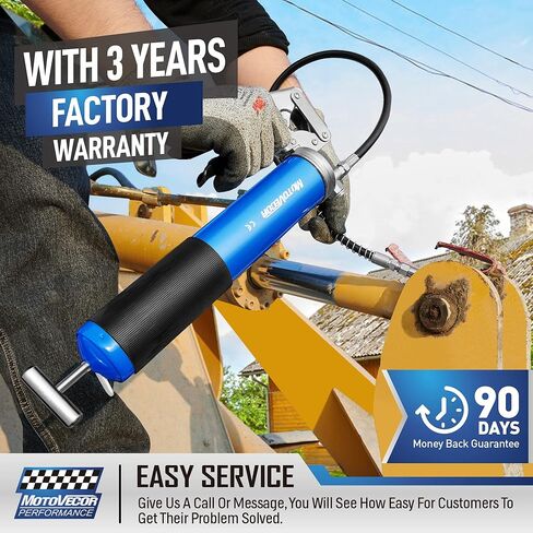 Bravex Grease Gun Heavy Duty 6000 PSI مع قارنة التوصيل سريعة التحرير بقبضة مسدس الشحوم مع سعة 14 أونصة - خرطوم مرن طويل 27 بوصة in Kuwait
