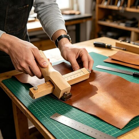 Frozelap Leather Cutting Tool, Leather Working Tools, Leather Strap Cutter Adjustable Leather Tools with Scale and 5 Blades Replacement in Saudi Arabia