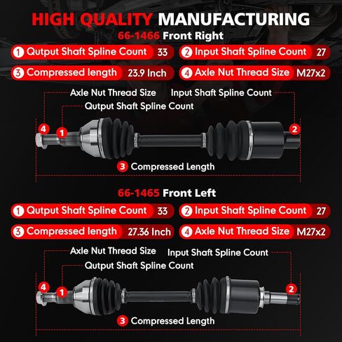 2PCS CV Axle Shaft Assembly Compatible with 2009-2017 Chevrolet Traverse, 2007-2017 GMC Acadia, 2008-2017 Buick Enclave, 2007-2010 Saturn Outlook Front Left and Right Replaces# 66-1465 66-1466 in Saudi Arabia