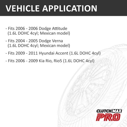 مجموعة القابض ClutchMaxPRO Performance Stage 3 متوافقة مع 2006 Dodge Attitude 2004 2005 Verna Mexican Model 2009-2011 Hyundai Accent 2006-2011 Kia Rio Rio5 1.6L (CP24008HDC-ST3) in Kuwait