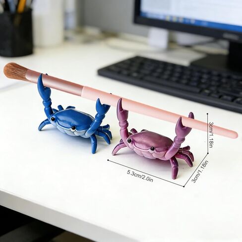 Cute Desk Crab Pen Holder Set (4pc) - Creative Weightlifting Crab Pencil Stand, Office Organizer for Small Items, Fun Desk Decor in Saudi Arabia