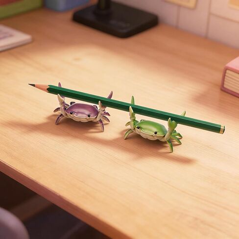 Cute Desk Crab Pen Holder Set (4pc) - Creative Weightlifting Crab Pencil Stand, Office Organizer for Small Items, Fun Desk Decor in Saudi Arabia