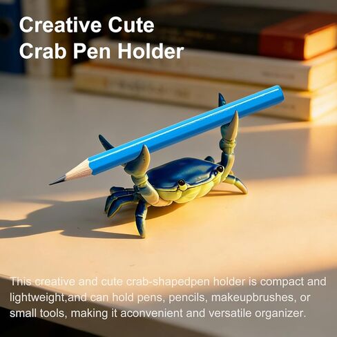 Cute Desk Crab Pen Holder Set (4pc) - Creative Weightlifting Crab Pencil Stand, Office Organizer for Small Items, Fun Desk Decor in Saudi Arabia