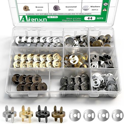 44 Sets 18mm 4 Color Magnetic Buttons, Clasps Snaps Fastener DIY Craft Sewing Buttons Knitting Buttons Sets, Magnetic Snaps for Sewing, Purses, Craft, Bags, Totes, Clothes and Leather Q-115 in Saudi Arabia