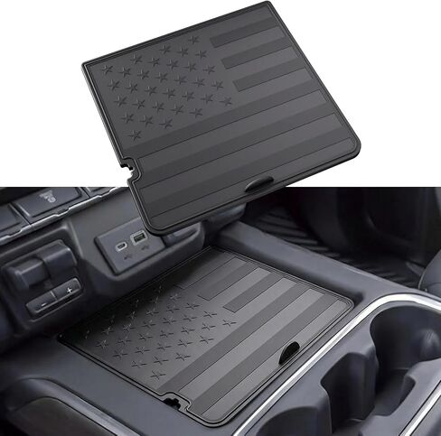 غطاء مقصورة وحدة التحكم المركزية بالعلم الأمريكي منظم مخفي متوافق مع ملحقات 2019-2022 Chevy Silverado/GMC Sierra 1500 و2020-2023 Chevy Silverado/GMC Sierra 2500HD 3500HD in Kuwait